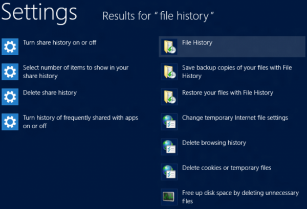 File History Feature Windows 8