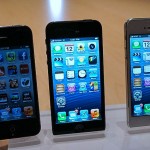 The new iPhone 5 next to the iPhone 4S.